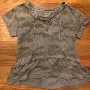 American Eagle Camo Peplum Top